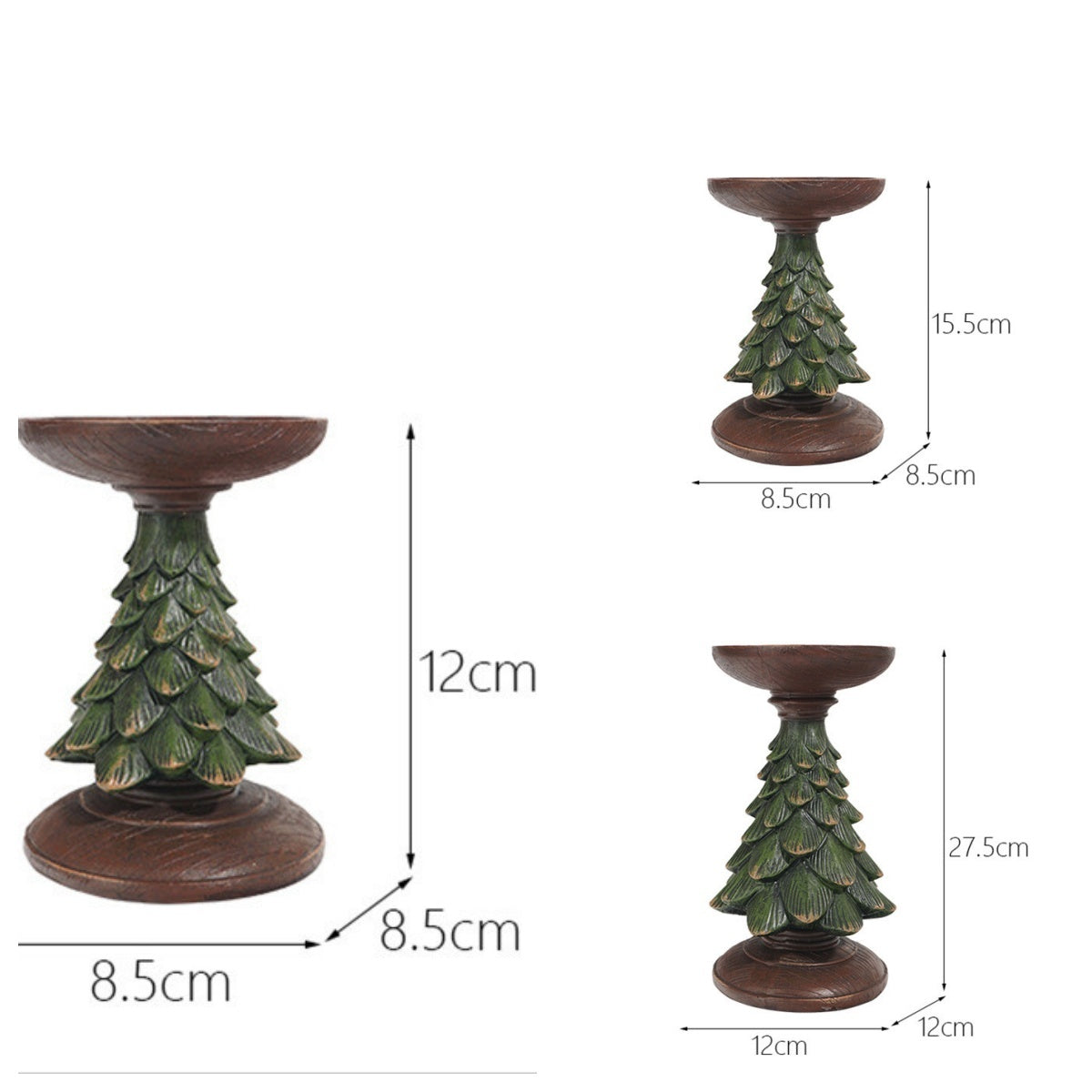 Resin Wooden Christmas Tree Candle Holder Base Figurine Christmas Decorations.