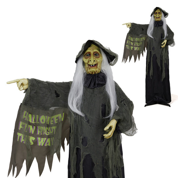6ft Eye Red Light Vibration Witch Halloween Standing Decoration.