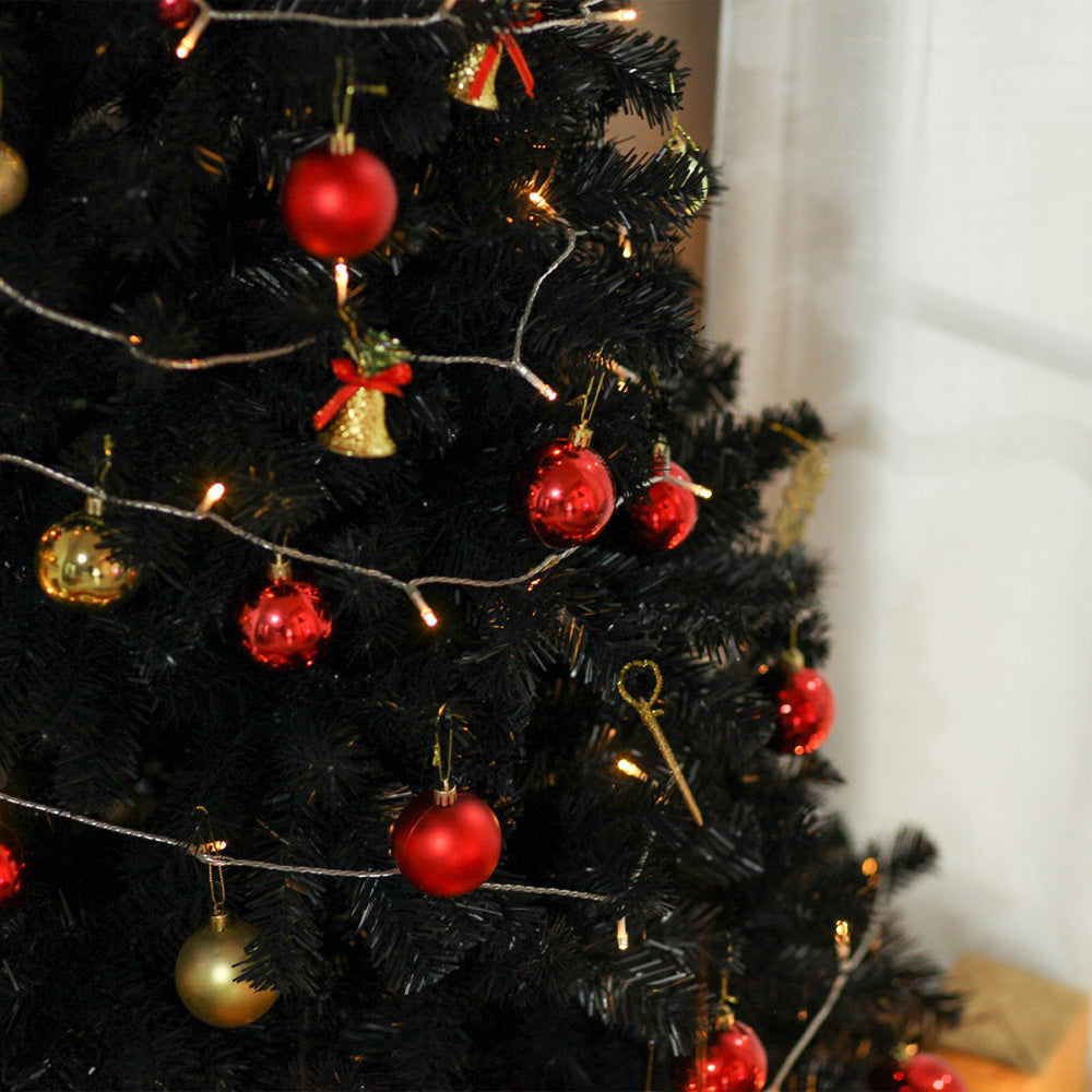 7ft Artificial Christmas Tree Unlit Douglas Fir With Realistic Branches And 1346 Tips, Black Halloween Style