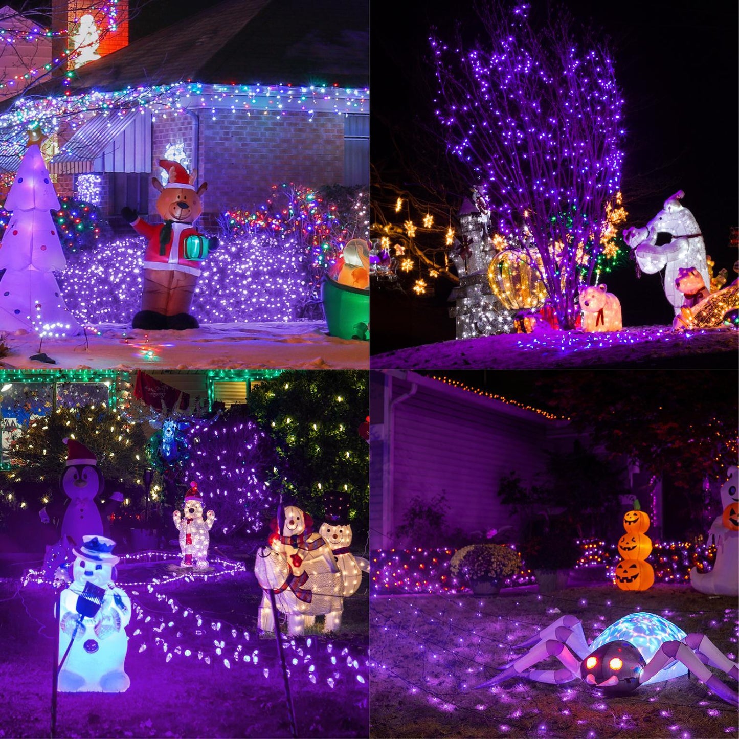 200pcs 66ft Halloween Fairy String Lights 8 Lighting Modes Mini Plug-in String Lights Indoor And Outdoor Christmas Garden Wedding Party Decoration Purple